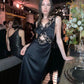 Black Elegant Lace Satin Long Dress Evening Gown Prom Dress Party Dress nv1809