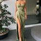 Green/Black new style fashion spaghetti straps long slit sexy satin prom dress evening dress formal dress nv85