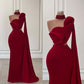 Burgundy Red Elegant One Shoulder Fashion Flower Mermaid Slim Fit Long Ball Gown Prom Dress Evening Dress nv3226