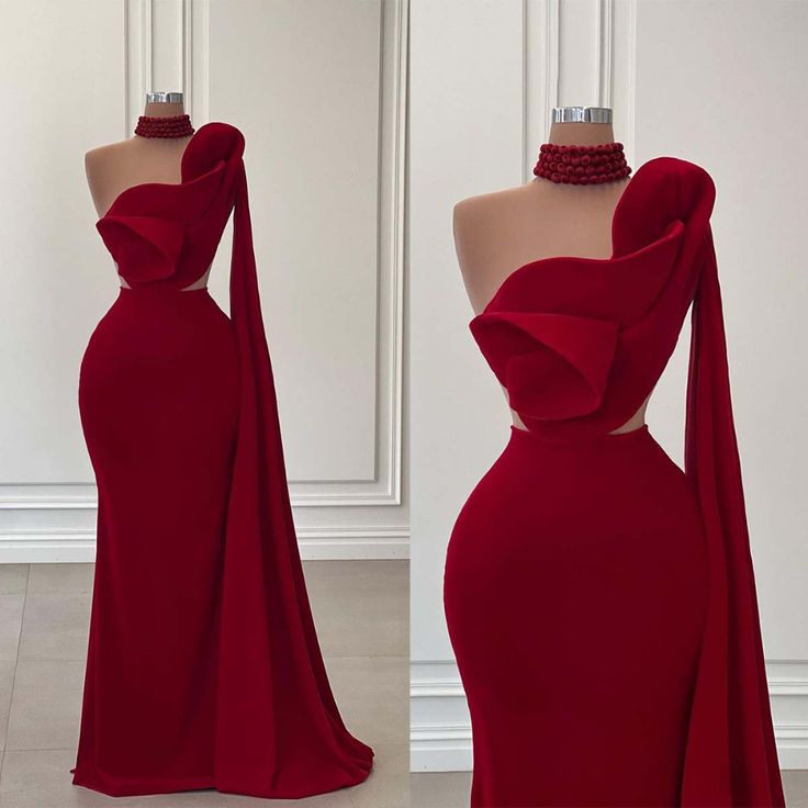 Burgundy Red Elegant One Shoulder Fashion Flower Mermaid Slim Fit Long Ball Gown Prom Dress Evening Dress nv3226