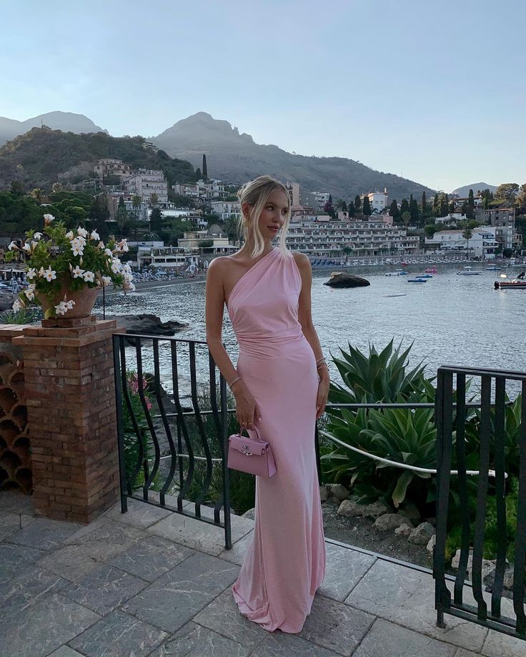 Robe de soirée longue rose simple et élégante de style sirène nv2231