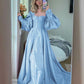 Robe longue de soirée rose/bleue, élégante, rétro, manches longues, lanterne, longue, robe de soirée, robe de soirée, nv2720