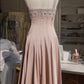 Pink stylish elegant shoulder strap exquisite handmade beaded long/Short satin floor-length prom dress, evening dress, party dress, homecoming dress nv3693