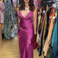 Purple V-neck embroidered backless fashionable long ball gown evening dress nv2982