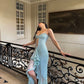 Blue fashion spaghetti strap tulle long ruffled ball gown evening dress party dress nv3245