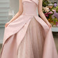 Pink Elegant Charming Cute Satin Tulle Long Prom Dress Formal Bridesmaid Dresses Evening Dress Party Dress nv2467