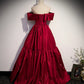 Red satin long prom dress A line evening gown nv1684