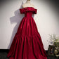 Red satin long prom dress A line evening gown nv1684