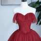 Burgundy Sweetheart Neckline Long Formal Dress, A-Line Strapless Evening Dress nv1586