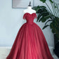 Burgundy Sweetheart Neckline Long Formal Dress, A-Line Strapless Evening Dress nv1586