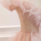 Pink Tulle Long Prom Dresses, A-Line Graduation Dresses nv1457