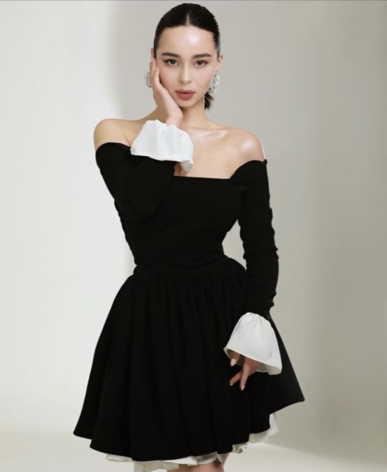 Robe de soirée courte noire simple et classique, petite robe noire, robe de soirée, robe de soirée, nv2377