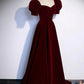 Beautiful Burgundy A-line Velvet Long Party Dress Prom Gown Evening Gown nv2131