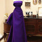 Purple Pretty Elegant Fashion Spaghetti Strap Long Satin Ball Gown Evening Dress Party Dress nv3727