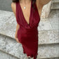 Burgundy backless elegant long banquet dress evening ball gownnv1749