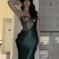 Robe bustier longue transparente sexy à la mode verte robe de soirée robe d'invité de mariage robe de bal robe de soirée nv2616