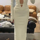 White X-neck tie design simple and fashionable long satin ball gown evening dress nv2891