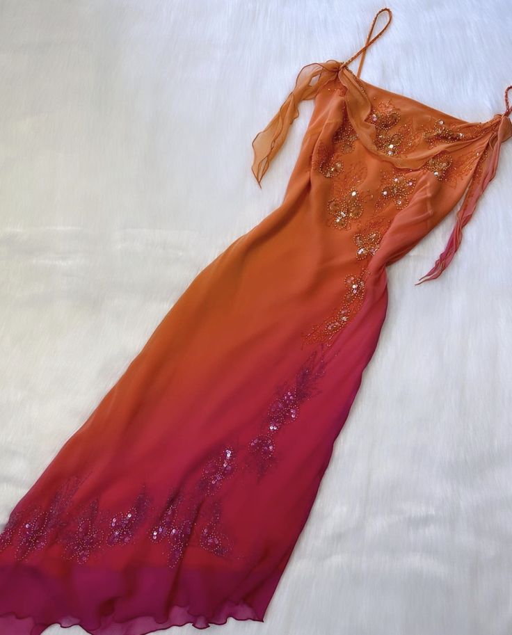 Orange gorgeous spaghetti strap beaded charming vintage prom dress evening gown homecoming dress sexy party dress nv3274