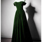 Beautiful Green Off Shoulder A-Line Velvet Long Party Dress Bridesmaid Dresses Prom Dress Evening Gown nv2018