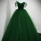 Green Tulle Beaded Sweetheart Long A-Line Prom Gown Evening Gown Party Dress nv2145