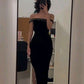 Black elegant fashion slim one shoulder off shoulder long ball gown evening dress party dress nv2430