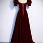 Beautiful Burgundy A-line Velvet Long Party Dress Prom Gown Evening Gown nv2131