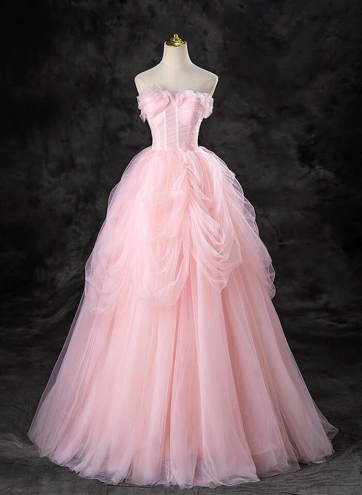 Robe de soirée longue en tulle rose Robe de soirée rose Sweet 16 ans Robe de bal nv2030