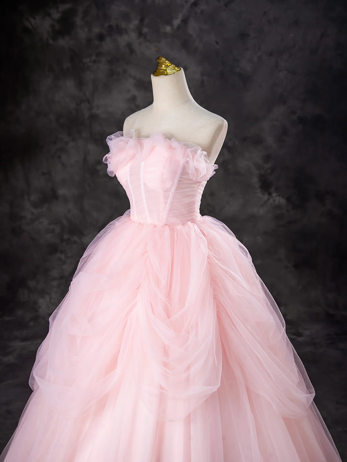 Pink Tulle Long Party Dress Evening Dress Pink Sweet 16 Years Old Dress Prom Dress nv2030