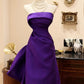 Purple Pretty Elegant Fashion Spaghetti Strap Long Satin Ball Gown Evening Dress Party Dress nv3727