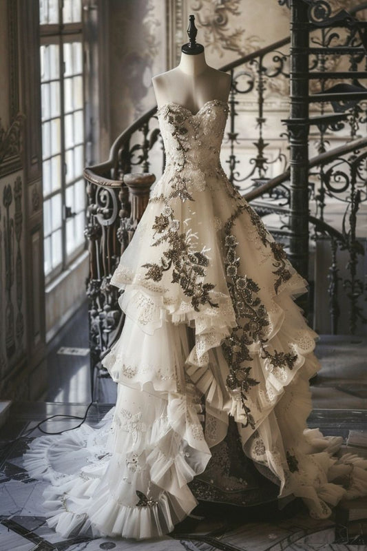 Robe de soirée longue en tulle à fleurs, élégante et exquise, vintage, blanche, nv3359