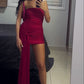 Rose red fashion tube top off shoulder simple slim irregular short mini homecoming dress party dress evening dress birthday dress nv2399