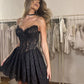 Black Lace Fitted Tube Short Mini Homecoming Dress Party Dress nv2704