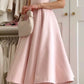 Pink Elegant Sleeveless V Neck Tulle Lined Midi Gown Ball Gown Evening Dress nv1891