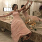 Pink Sparkling Elegant Layered Sequined Tulle Long Ball Gown Evening Dress nv3179