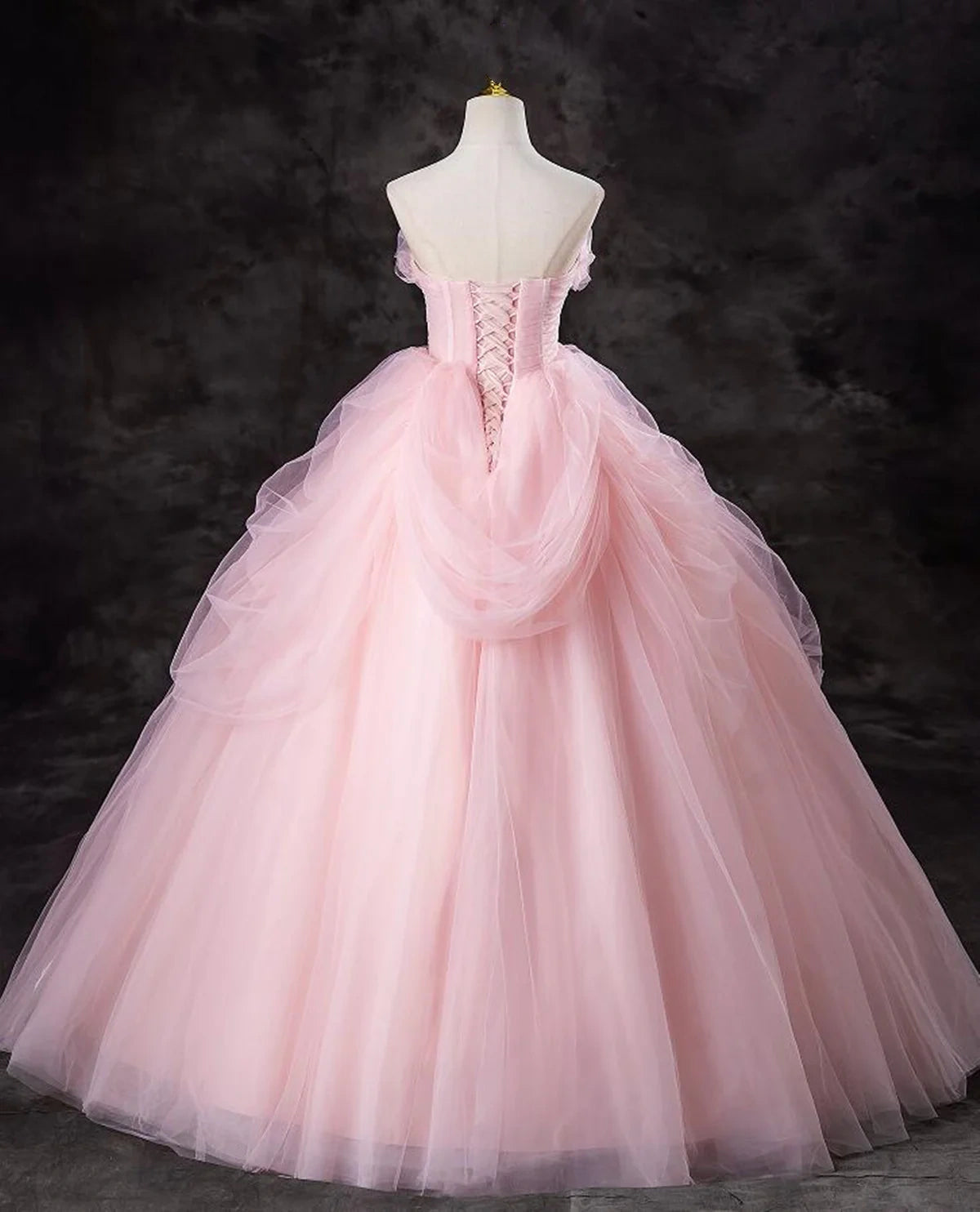 Robe de soirée longue en tulle rose Robe de soirée rose Sweet 16 ans Robe de bal nv2030