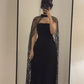 Black fashion simple gorgeous elegant sexy tube top off the shoulder unique long ball gown evening dress party dress with cape nv2518