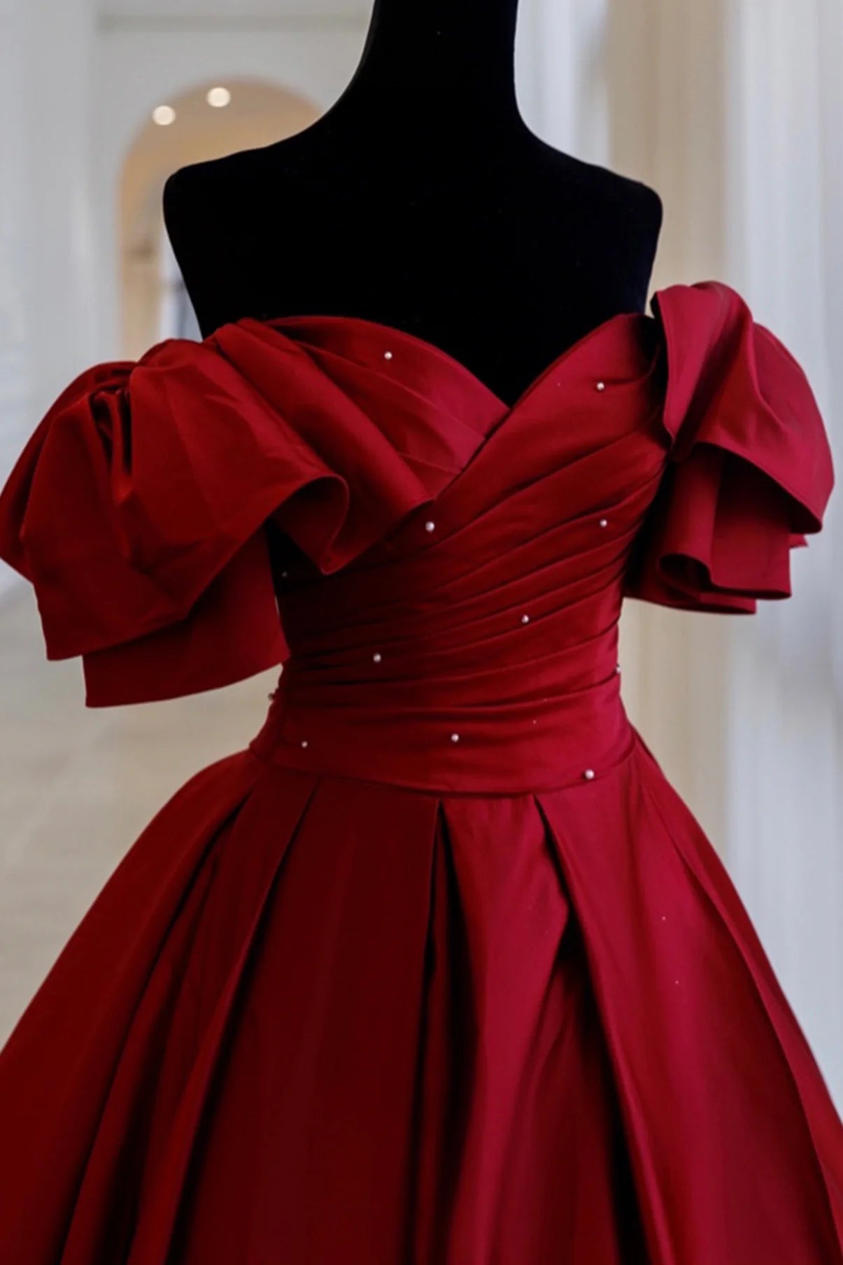 Rot Mode Elegante lange satin ballkleider abendkleid Party Kleid nv3414