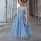 Cute blue tulle short prom dress evening gown homecoming dress nv2064