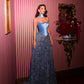 Blue gorgeous shiny elegant long sequined ball gown evening dress party dress nv3469