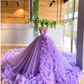 Purple tulle puffy prom dress beaded prom dress pleats evening dress quinceanera dress princess corest prom dresses nv107