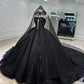 Robe de soirée longue en tulle noir brillant et élégant avec décolleté en cœur nv3113