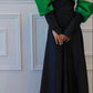 Black tube top green contrast design fashionable long satin ball gown evening dress nv3185