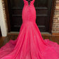 Mermaid Sequins Long Prom Dresses, V-Neck Evening Party Dresses nv1456