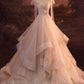 V-Neck Tulle Long Ball Gown, A-Line Formal Evening Gown nv1616