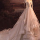 V-Neck Tulle Long Ball Gown, A-Line Formal Evening Gown nv1616