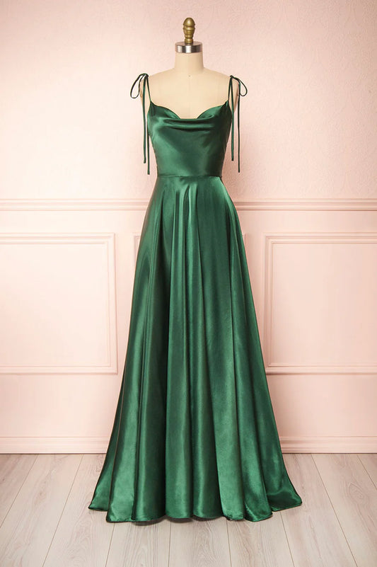 Simple Satin Long Prom Dresses, A-Line Formal Evening Dresses nv1451