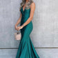 Mermaid Satin Long Prom Dresses, Mermaid Backless Party Dresses nv1453