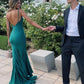 Mermaid Satin Long Prom Dresses, Mermaid Backless Party Dresses nv1453