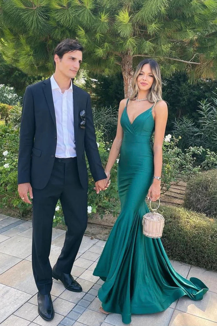 Mermaid Satin Long Prom Dresses, Mermaid Backless Party Dresses nv1453