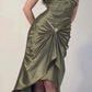 Green spaghetti strap bodycon long ball gown evening dress nv1965